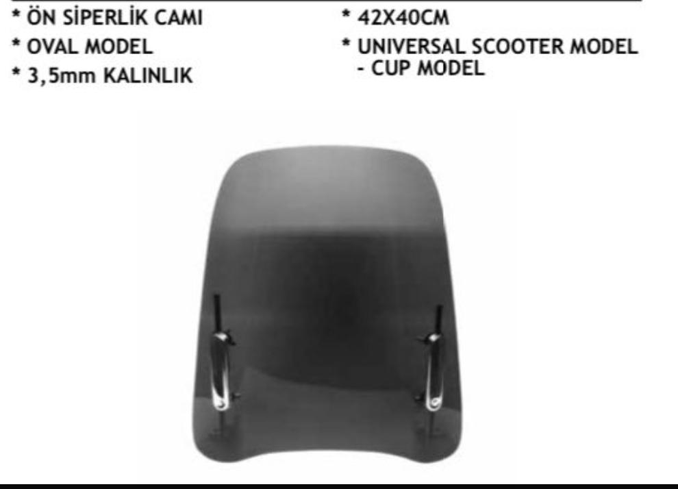 Üniversal Motosiklet Scooter Siperlik Camı Siyah
