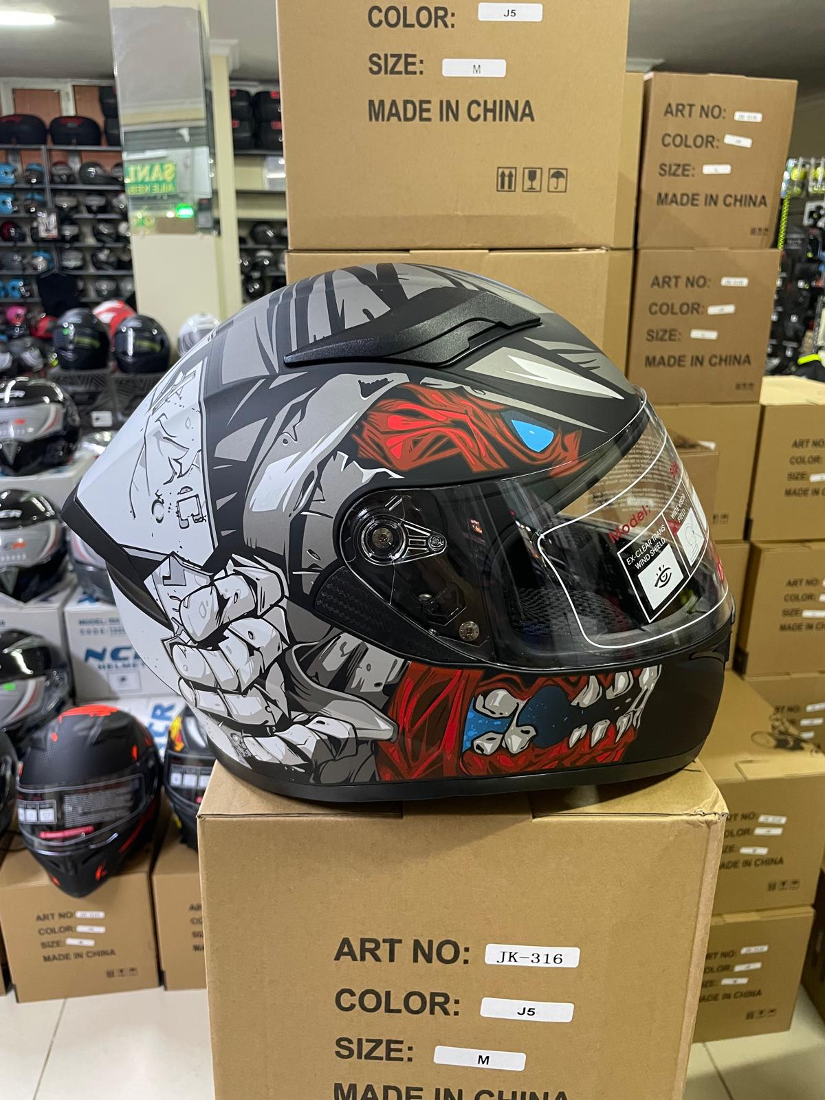 JK 316 Kask Siyah Beyaz