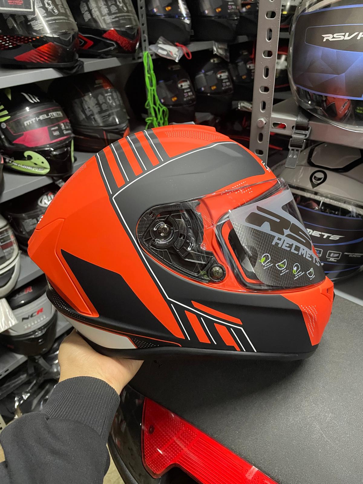 RS2 Fullface KASK Turuncu Çizgi