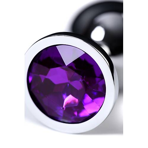 Erotist Gümüş Renkli Anal Plug - Mor Kristalli 8 cm, 85 Gram