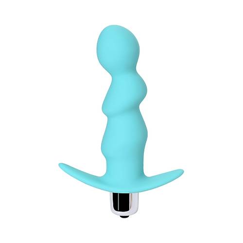 Erotist Kavisli Detaylara Sahip Ek Stimülasyon Sağlayan 12 cm Mavi Renk Titreşimli Anal Plug Vibratör: Bland
