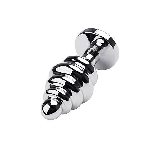 Erotist Gümüş Renkli ve Boğumlu Anal Plug - Kırmızı Kristalli 8 cm