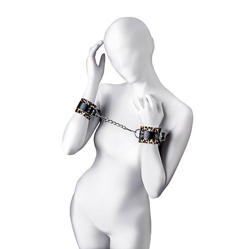 EROTİST Anonymo BDSM Leopar Desenli PU Deri El Kelepçesi
