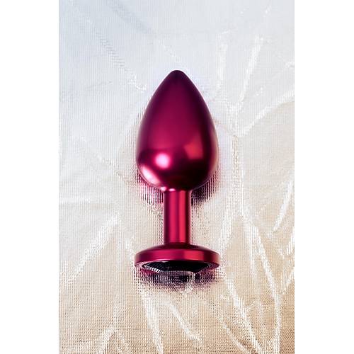 Erotist Krmz Renkli Orta Boy Anal Plug - Siyah Kristalli, 85 Gram