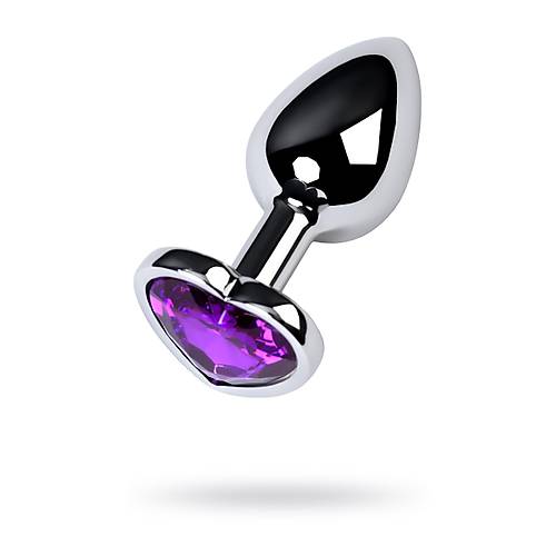Erotist Gm Renkli ve Kalp Detayl Anal Plug - Mor Kristalli 7 cm