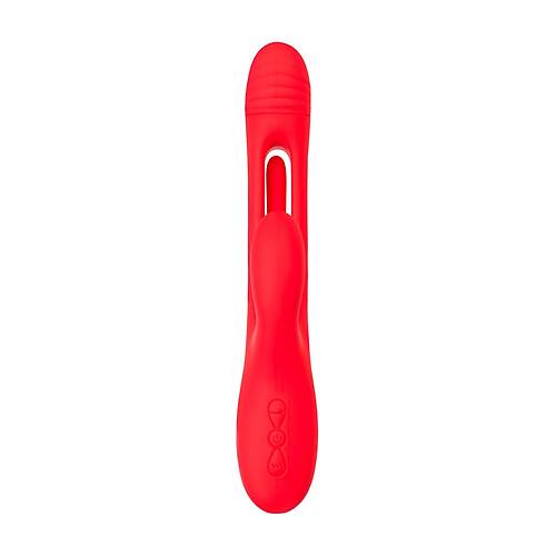 JOS Patti Hareketli Dilli Vibratr - Krmz Silikon, 24 cm