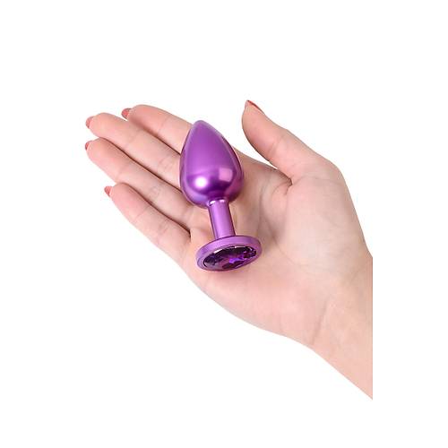 Erotist Mor Renkli Orta Boy Anal Plug - Mor Kristalli (8cm, 85gram)