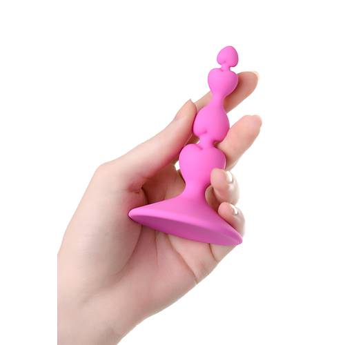 Erotist Kalp Detayl Boumlara Sahip Ekstra Uyarml Pembe Silikon 8 cm Anal Plug