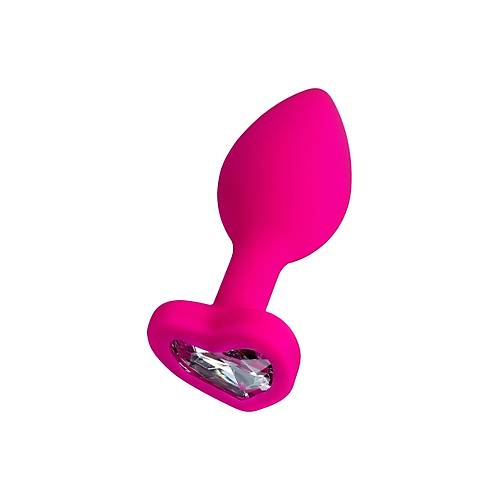 Erotist Elmas Kalpli, ��k, Pembe Renk 7 cm Silikon Anal Plug: Diamond Heart