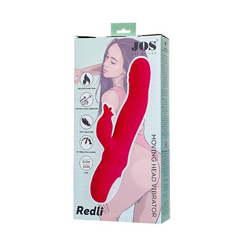 Erotist JOS Redli Vibratr - 21cm Klitoris Uyarcl Krmz Renkli Vibratr