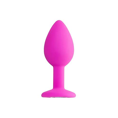 Erotist Kristal Tal, k Yapda Pembe Renk 7 cm Silikon Anal Plug