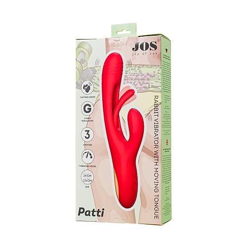 JOS Patti Hareketli Dilli Vibrat�r - K�rm�z� Silikon, 24 cm