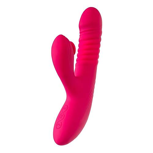 Up&Down Fonksiyonlu Kilitoral Darbeli Vibratr - 22 cm Pembe Silikon Vibratr