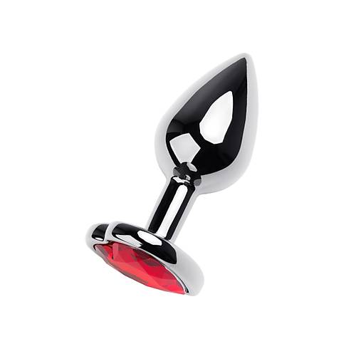 Erotist Gm Renkli Parlak Anal Plug - Krmz Kalpli Kristalli, 7 cm