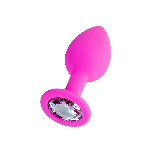 Erotist Kristal Tal, k Yapda Pembe Renk 7 cm Silikon Anal Plug