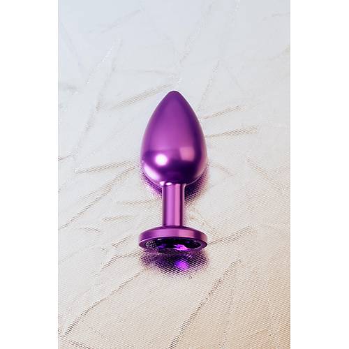 Erotist Mor Renkli Orta Boy Anal Plug - Mor Kristalli (8cm, 85gram)