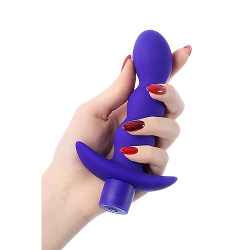 Erotist Kavisli ve Boumlu Ekstra Uyarlma Salayan Suya Dayankl 15 cm Mavi Renk Anal Plug Vibratr: Adore