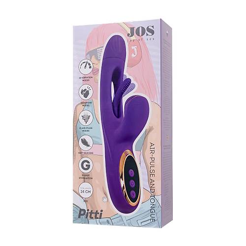 JOS Pitti 24 cm Mor Silikon Dil Vibratr Vakumlu Stimlasyonlu Kadnlara zel