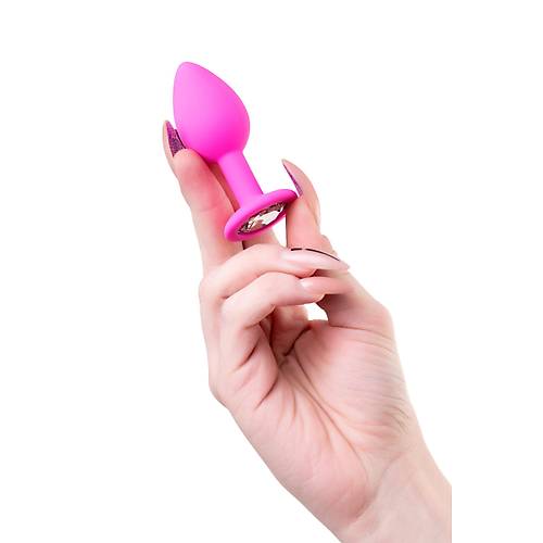 Erotist Kristal Tal, k Yapda Pembe Renk 7 cm Silikon Anal Plug