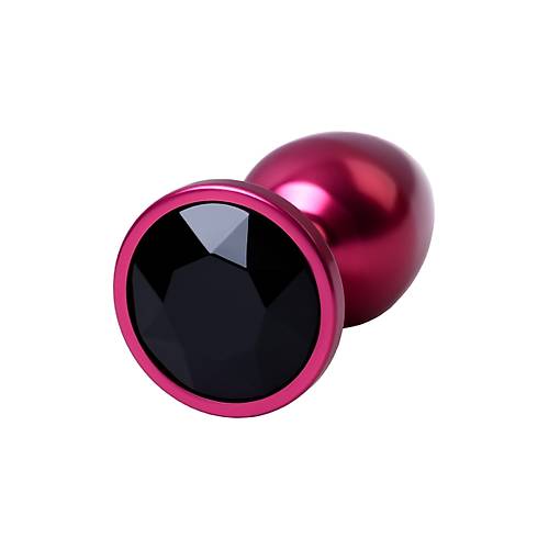 Erotist Krmz Renkli Anal Plug - Siyah Kristalli 7 cm