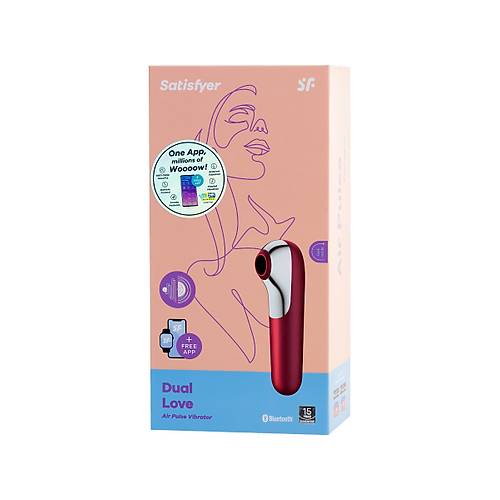Satisfyer Dual Love Pink 16 cm Krmz Silikon Vakumlu Klitoral Uyarc Vibratr