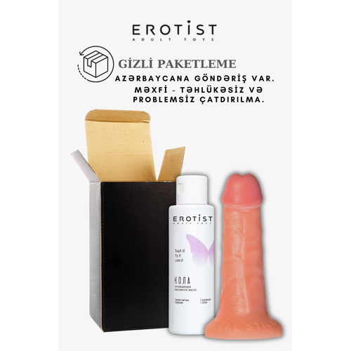 Kola Aromal� Kayganla�t�r�c� Jel ve Caliber 18 cm Yapay Penis Seti - Strapon Uyumlu, 3 cm �ap