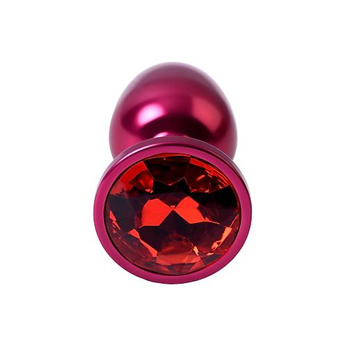 Erotist Krmz Renkli Parlak Anal Plug - Krmz Kristalli, Orta Boy, 7 cm