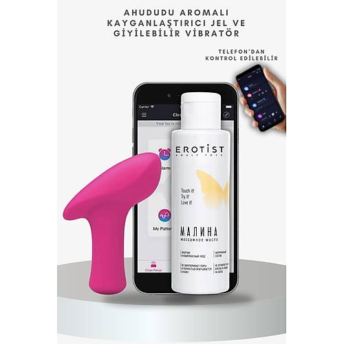Erotist Ahududu'lu Kayganlatrc ve Giyilebilir Telefon Kontroll Vibratr Seti