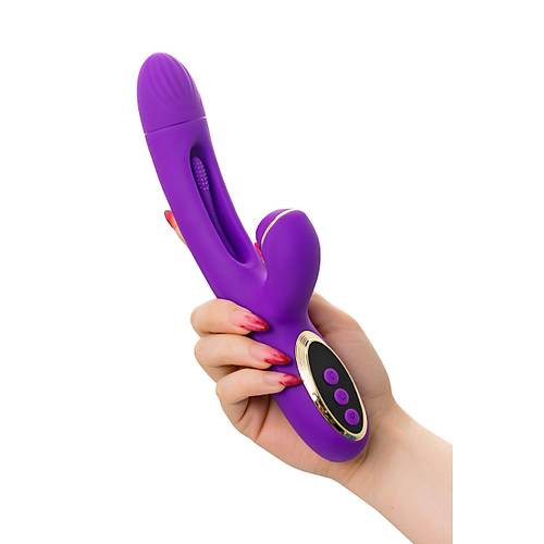 JOS Pitti 24 cm Mor Silikon Dil Vibratr Vakumlu Stimlasyonlu Kadnlara zel