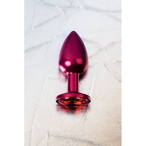 Erotist Krmz Renkli Parlak Anal Plug - Krmz Kristalli, Orta Boy, 7 cm