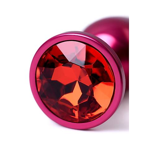 Erotist Krmz Renkli Parlak Anal Plug - Krmz Kristalli, Orta Boy, 7 cm