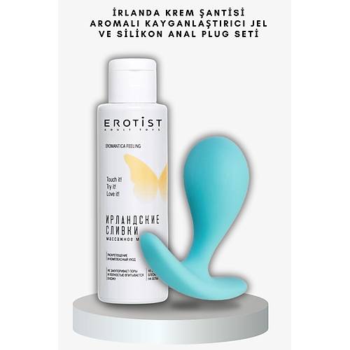 Erotist rlanda Krem anti Aromal Kayganlatrc Jel ve Mavi Renkli Silikon Anal Plug Seti