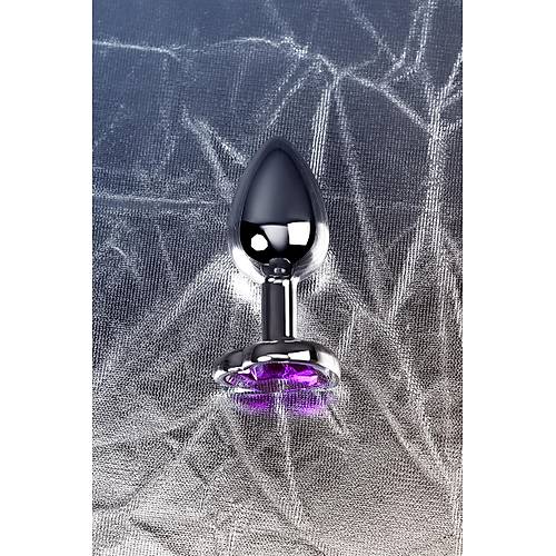 Erotist Gm Renkli ve Kalp Detayl Anal Plug - Mor Kristalli 7 cm