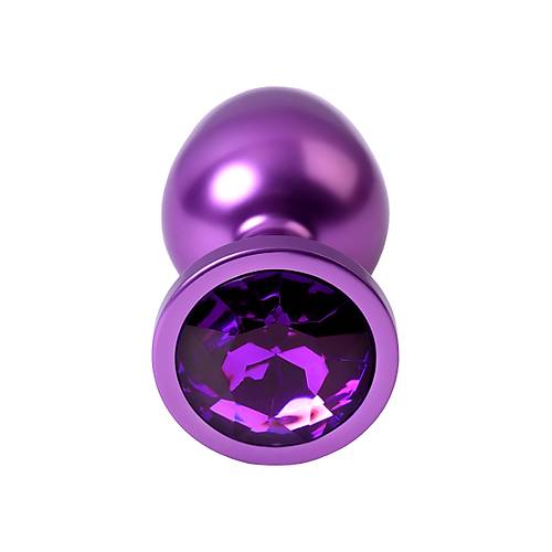 Erotist Mor Renkli Orta Boy Anal Plug - Mor Kristalli (8cm, 85gram)