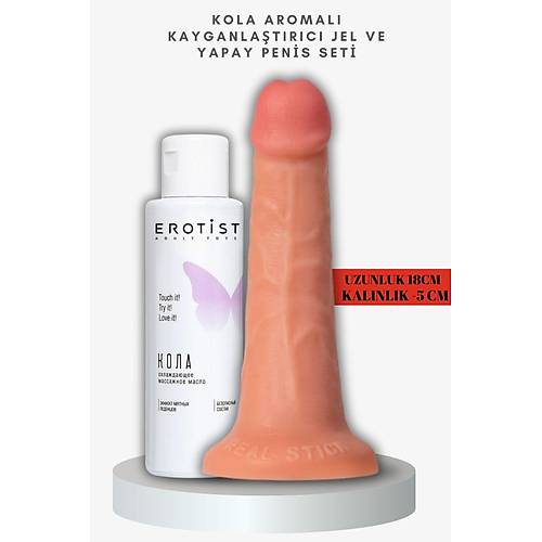 Kola Aromal Kayganlatrc Jel ve Caliber 20 cm Yapay Penis Seti - 4 cm Kalnlkta, Gereki His