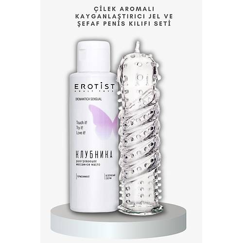 ilek Aromal Kayganlatrc Jel ve effaf Trtkl Penis Klf Seti - Boyn ile Unutulmaz Anlar!
