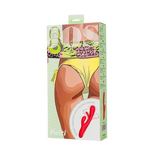 JOS Patti Hareketli Dilli Vibratr - Krmz Silikon, 24 cm