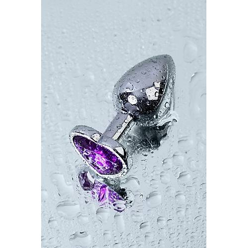 Erotist Gm Renkli ve Kalp Detayl Anal Plug - Mor Kristalli 7 cm