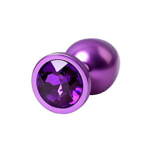 Erotist Mor Renkli Orta Boy Anal Plug - Mor Kristalli (8cm, 85gram)