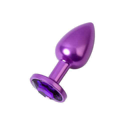 Erotist Mor Renkli Orta Boy Anal Plug - Mor Kristalli