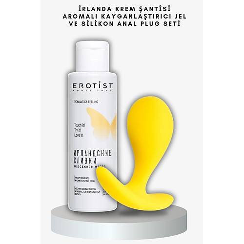 Erotist rlanda Krem anti Aromal Kayganlatrc Jel ve Sar Renkli Silikon Anal Plug Seti