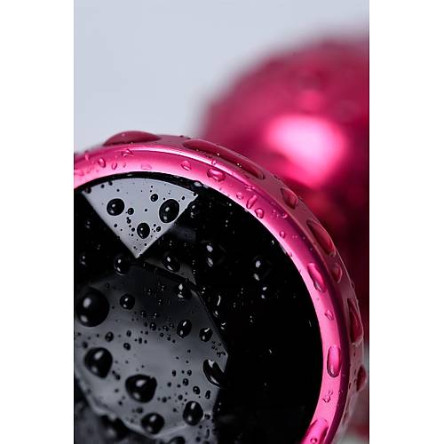 Erotist Krmz Renkli Anal Plug - Siyah Kristalli 7 cm