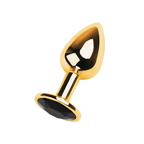 Erotist Altn Sar Renkli Anal Plug - Siyah Kristalli 7 cm