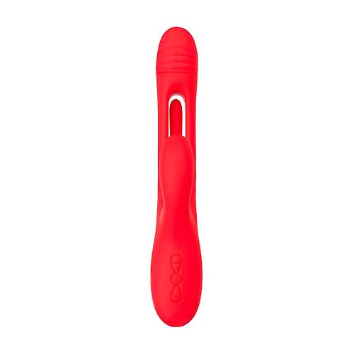 JOS Patti Hareketli Dilli Vibratr - Krmz Silikon, 24 cm