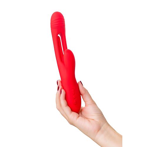 JOS Patti Hareketli Dilli Vibratr - Krmz Silikon, 24 cm