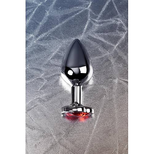 Erotist Gm Renkli Parlak Anal Plug - Krmz Kalpli Kristalli, 7 cm