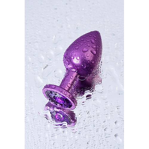 Erotist Mor Renkli Orta Boy Anal Plug - Mor Kristalli (8cm, 85gram)
