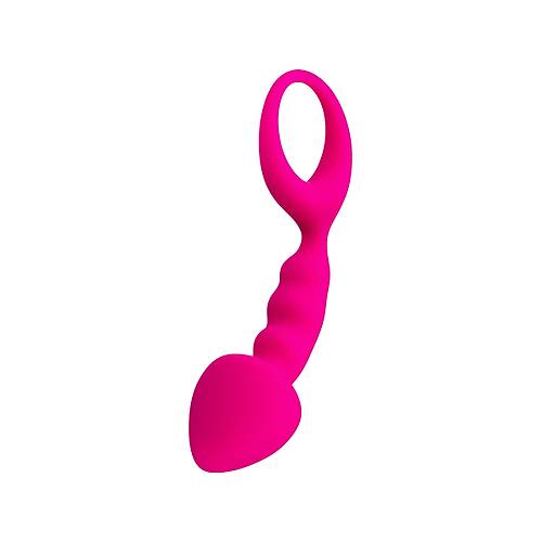 Erotist Ekstra Uyarm Salayan Kavisli Detaylara Sahip zel Tasarm 12,5 cm Silikon Pembe Anal Plug: Bong