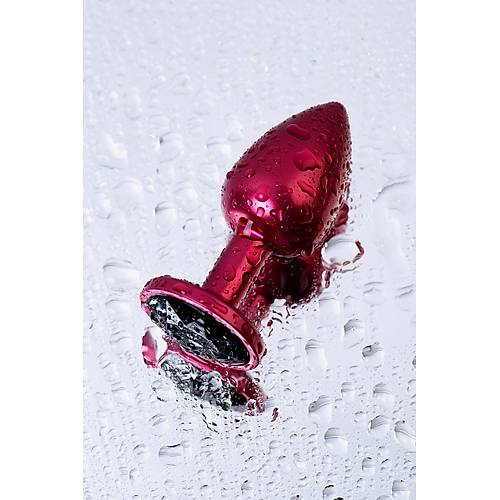 Erotist Krmz Renkli Anal Plug - Siyah Kristalli 7 cm