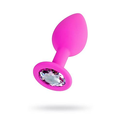 Erotist Kristal Tal, k Yapda Pembe Renk 7 cm Silikon Anal Plug